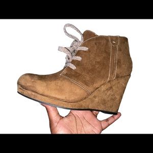 Brand New Tan Wedge Booties